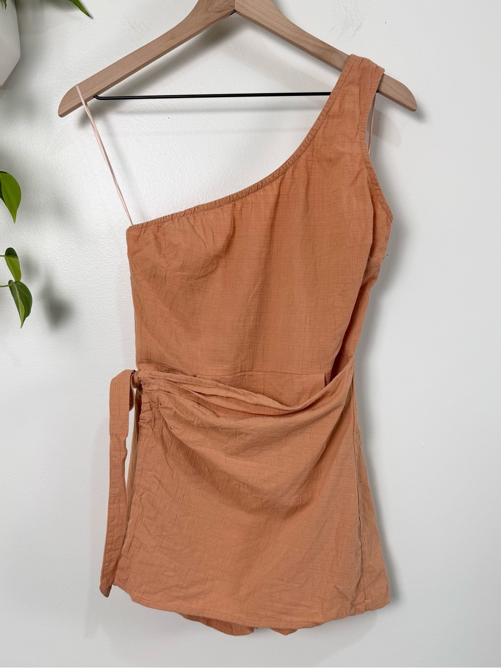 Vestique One‎ Shoulder Rust Orange Romper Side Wrap Adjustable 100% Cotton M